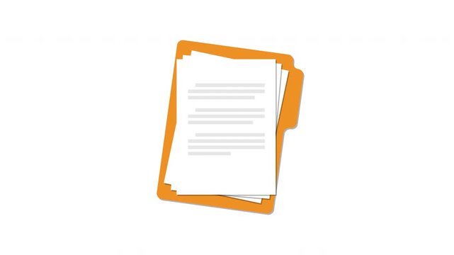 Flat design animation of a tax document folder with a red tax stamp on transparent background representing financial filing, accounting and debt management.