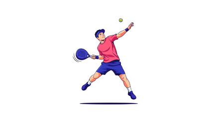 Obraz premium Athlete Displaying Sport Action While Playing Padleball In A Minimalistic Cartoon Style
