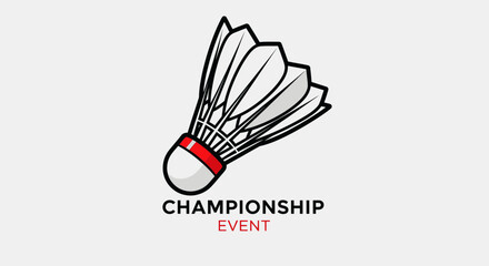 Fototapeta premium Badminton Championship Event Emblem: Clean Minimalist Design for Sports Competitions Logo