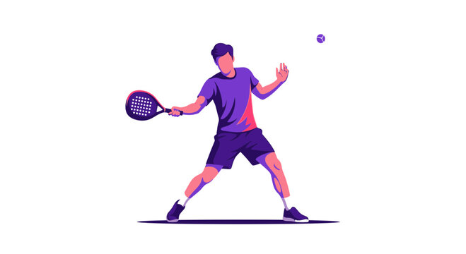 Athlete Engaging in Paddling Sport With Racket and Ball, Action And Dynamic Illustration Design