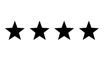 Fototapeta premium Stars row icon with bold five-point shapes for rating, UI badges, and decorative vector graphics on white background