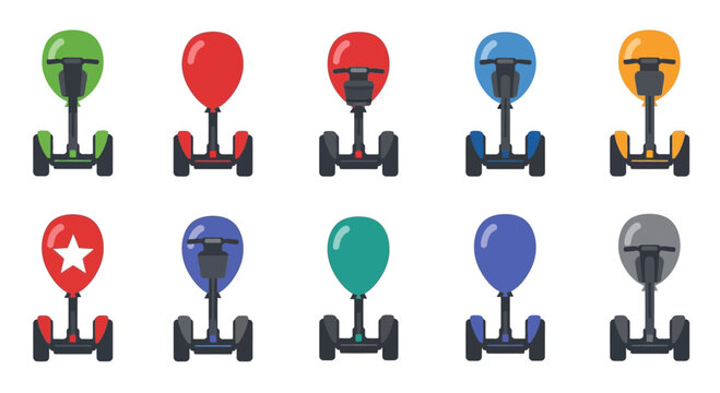 Colorful Segway Scooters with Balloons - Electric Personal Transporters Collection