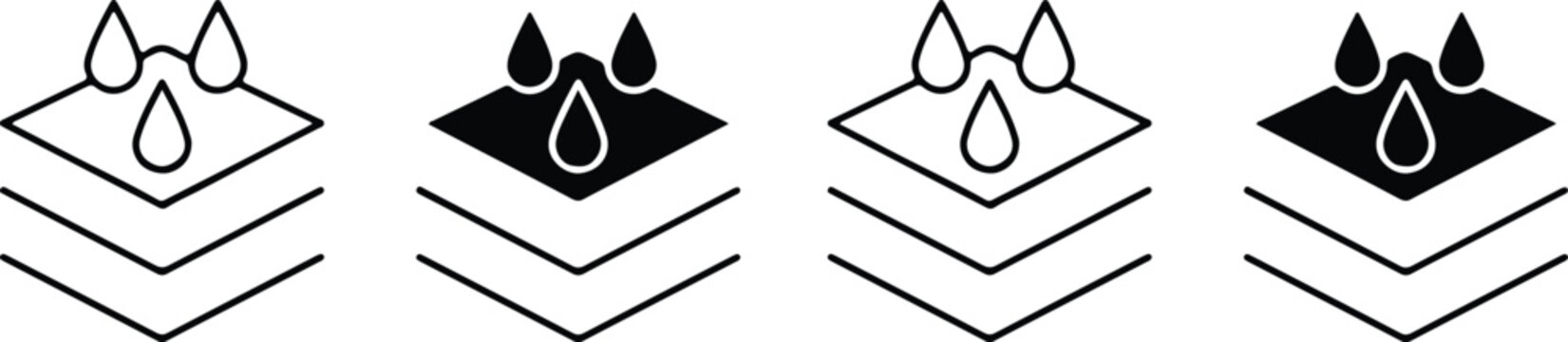 water repellent surface symbol icon silhouette vector illustration art 