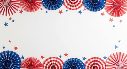 Obraz premium Independence day decorations festive red white and blue patriotic border