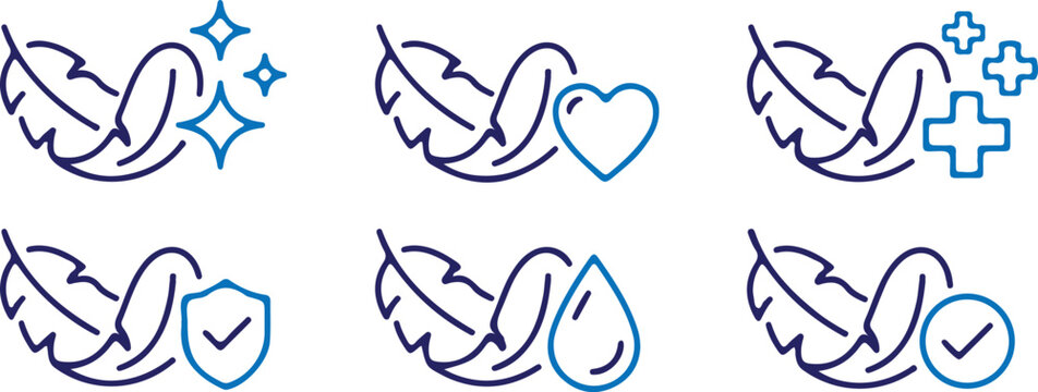 sensitive skin bule line icons set vector illustration 
