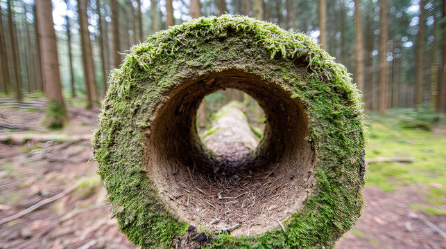 hollow. Hollow tree trunk collecting rainwater in a forest setting. ESG reports, sustainability campaigns, designed for sustainability communications and ESG reporting, drives climate awareness.
