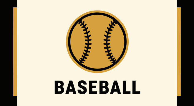 Baseball Illustration Featuring Golden Ball and Bold Typography Sport Design Concept