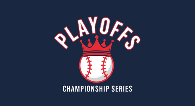 Baseball Playoff Championship Series Logo On A Navy Blue Background For Sport Designs