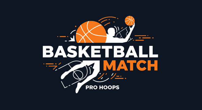 Basketball Match Graphic Design for Professional Hoops Sporting Event Promotion