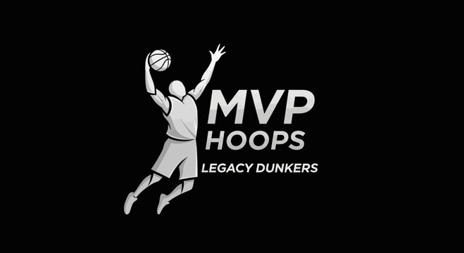 Basketball Logo Design Featuring Dynamic Sport Action, A Slam Dunk With Mvp Hoops Branding