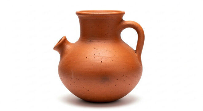 clay jug on a white background
