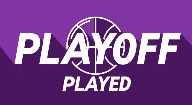 Basketball Playoff Game Played with Stylish Text on a Purple Background