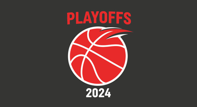 Basketball Playoff Game of 2024 Emblem for Sport Competitions and Tournament Season