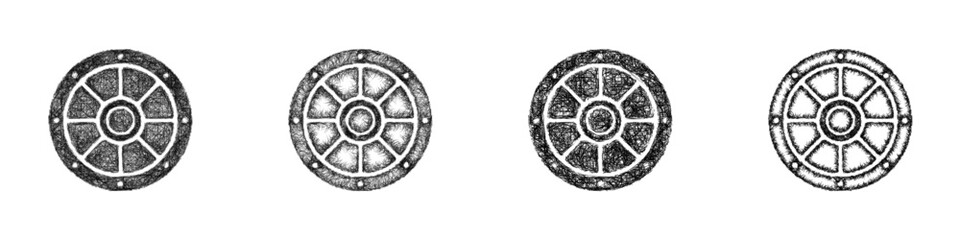 Obraz premium Sketch roman shield icon design set