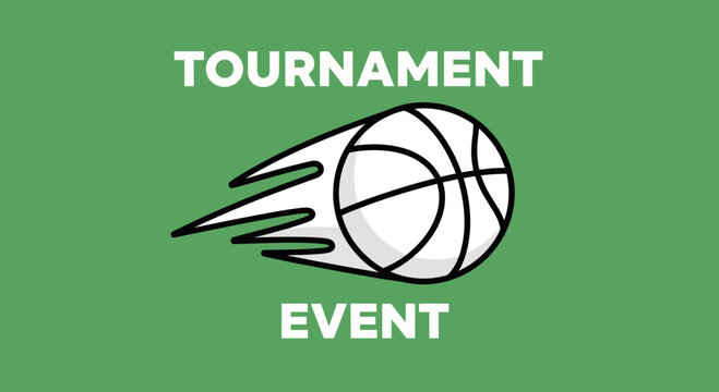 Basketball Tournament Event Logo Displayed With a Dynamic Fast Moving Ball