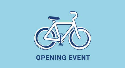 Fototapeta premium Bicycle Icon Indicating Event Opening Against A Light Blue Background Design