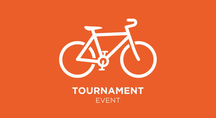 Fototapeta premium Bicycle Tournament Event, Minimalist Design, Orange Background, Sport and Recreation Concept