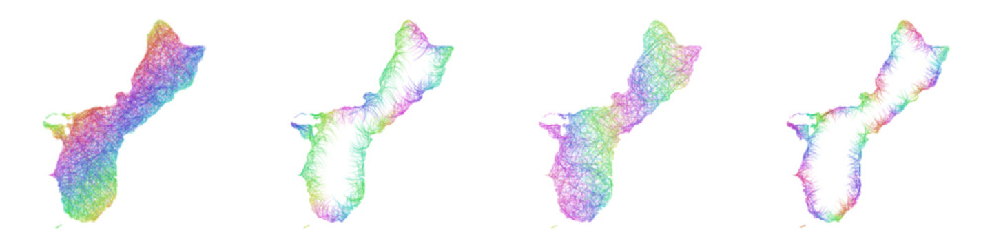 Colorful sketch Guam map design set