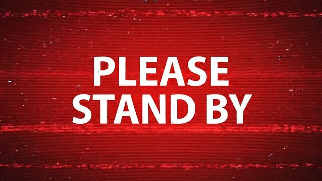 Loading screen, please stand by, red background, digital waiting message 4k ai
