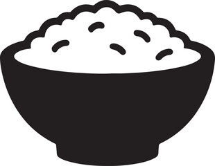 Minimal rice bowl vector icon for Asian food menus, restaurant branding, and modern design © MdMoziber