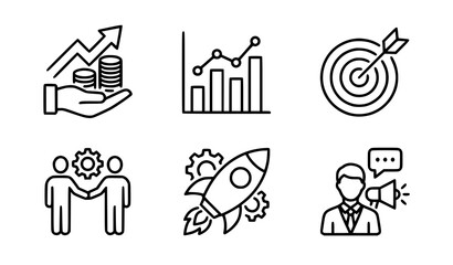 Business growth and strategy icons © Najma