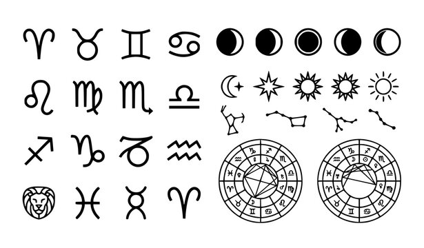 Zodiac signs and astrology symbols
