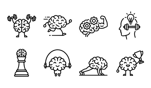 Brain power and fitness icons