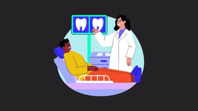 Dentist explaining x-rays  Animation Alpha Channel 