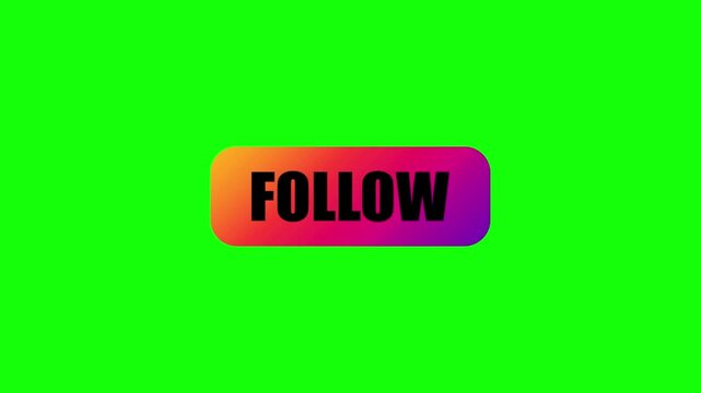 Red follow button with hand cursor on green background