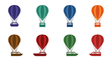 Obraz premium Colorful Hot Air Balloons Collection, Vintage Travel Adventure Concept