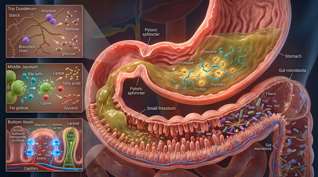 Unveiling the intricate dance of digestion within the human gut where vital nutrients embark on an absorptive odyssey