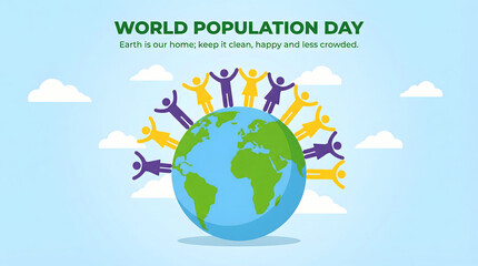 Naklejka premium World population day, people around the globe