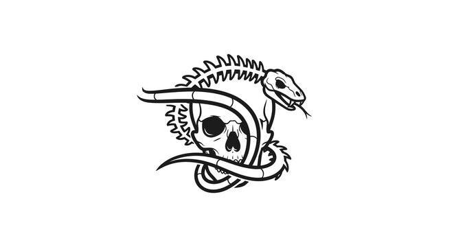Snake Skeleton and Skull Graphic Illustration