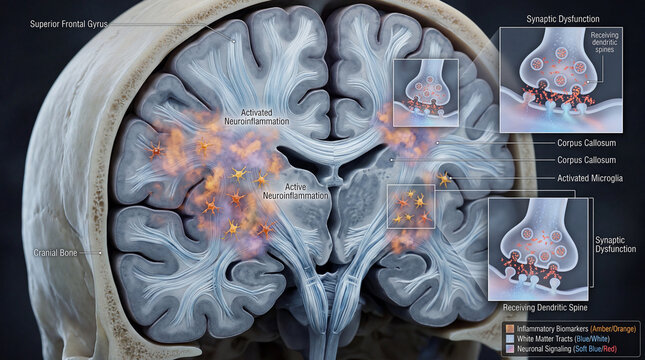 Unveiling the intricate landscape of active neuroinflammation and synaptic dysfunction within the human brain