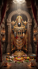 Fototapeta premium Traditional Hindu Temple Art Inspired by Venkateswara Idol