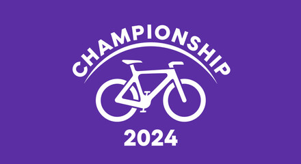 Fototapeta premium Championship Cycling Event 2024: Premium Bicycle Race Logo Design on Purple Background