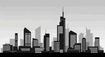 Fototapeta premium Minimalist Skyline Silhouette Depicting a Modern Urban Metropolis Environment