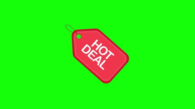 Red hot deal tag on green background