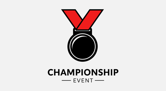 Championship Event Emblem Visual Depicting Medal for Winners and Competition Glory