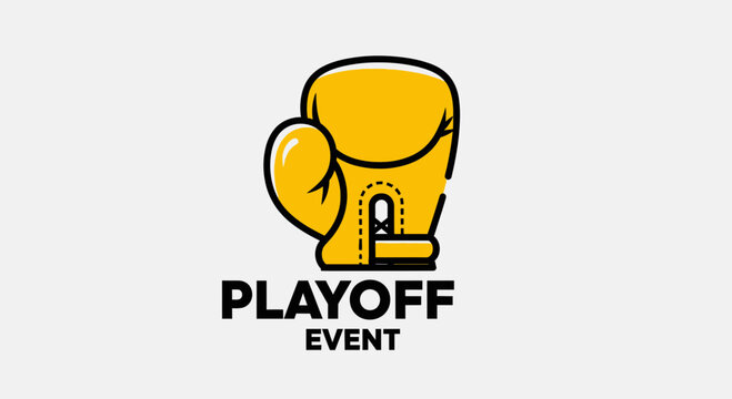 Boxing Playoff Event Logo Design Featuring Yellow Boxing Glove and Bold Text