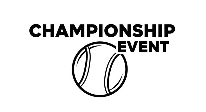 Championship Tennis Event Emblem: Bold Black and White Graphic for Sports Promotion