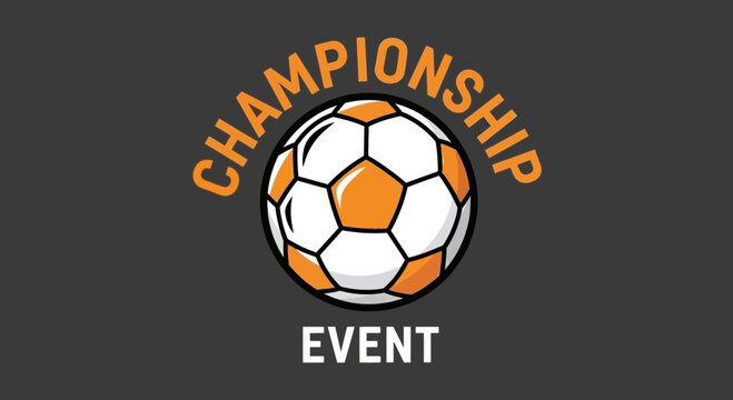 Championship Event Featuring Soccer Ball Graphic Against Graphite Grey Background Design