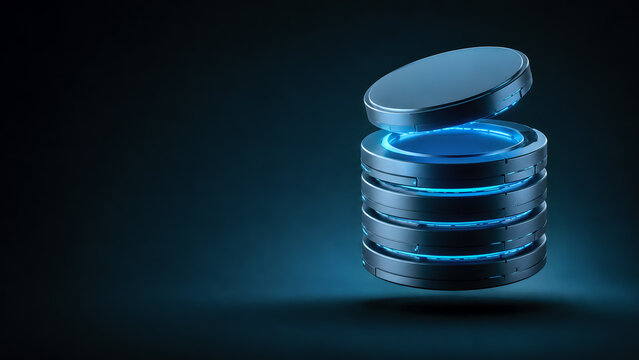 Futuristic Secure Data Storage Stack with Glowing Server Layers