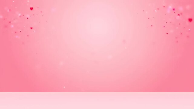 Soft Pink Gradient Background with Subtle Heart Confetti and Stage.