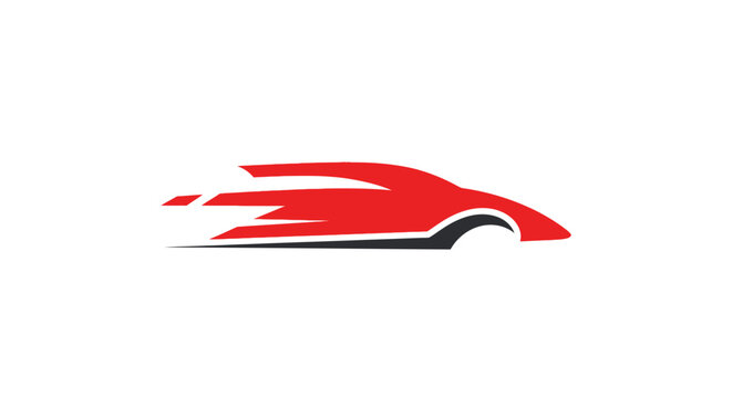 Streamlined Sports Car Silhouette Logo Representing Speed and Motion on White Background