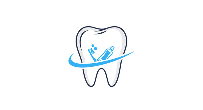 Dental health concept illustration featuring a tooth, toothbrush, and toothpaste design