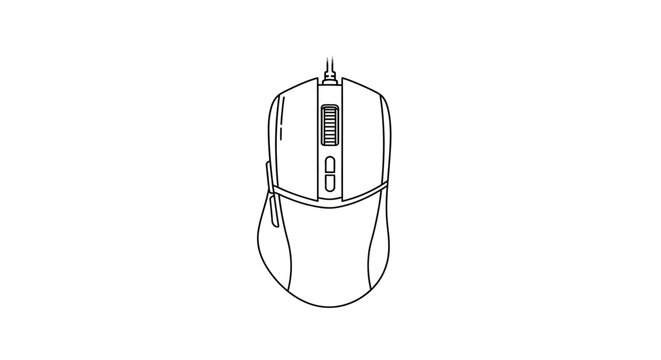 Minimalist outline of a computer mouse against a stark white background
