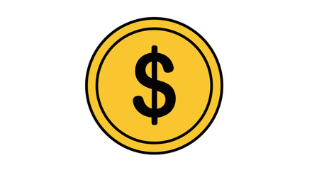 Obraz premium Graphic illustration of a gold coin with a dollar sign, representing finance and wealth