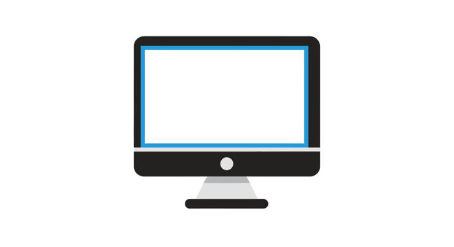 Minimalist representation of a desktop computer screen isolated on a white background