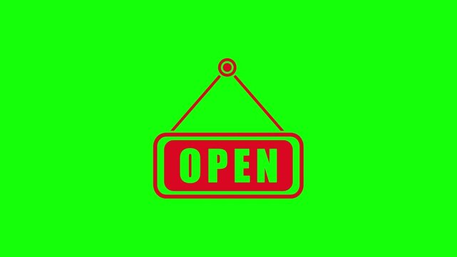 Neon open sign on green background